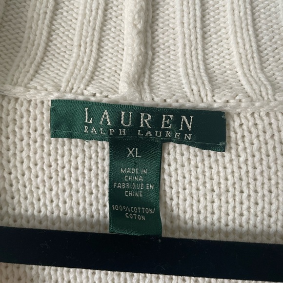 VTG Lauren Ralph Lauren Chunky Open Knit Sweater 100% Cotton Old Money Preppy XL - Picture 2 of 7